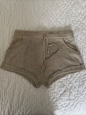 Spell Metallic Gold Knit Festival Shorts